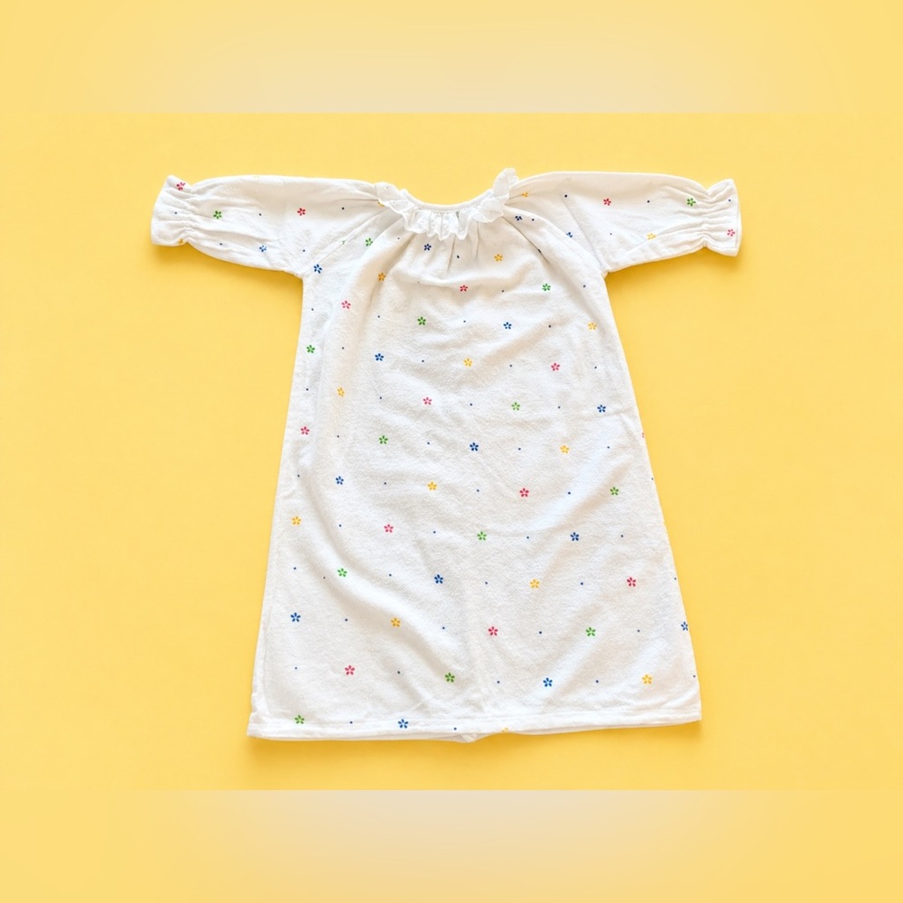 Vintage White Flannel Sleepsack with Multicolor Floral Dots